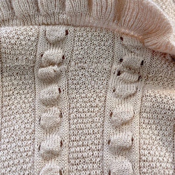 Slate & Willow Stretchy Pink Soft Blush Ruffle Texture Sweater S - Picture 8 of 9